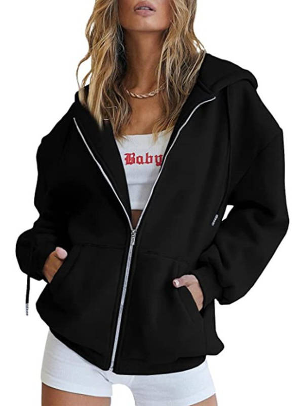 Women's Oversized Zip Up Hoodie, Fleece Sweatshirt Jacket with Pockets