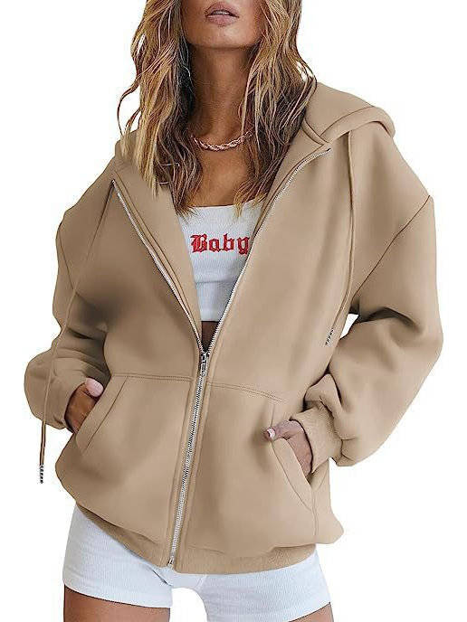 Women's Oversized Zip Up Hoodie, Fleece Sweatshirt Jacket with Pockets