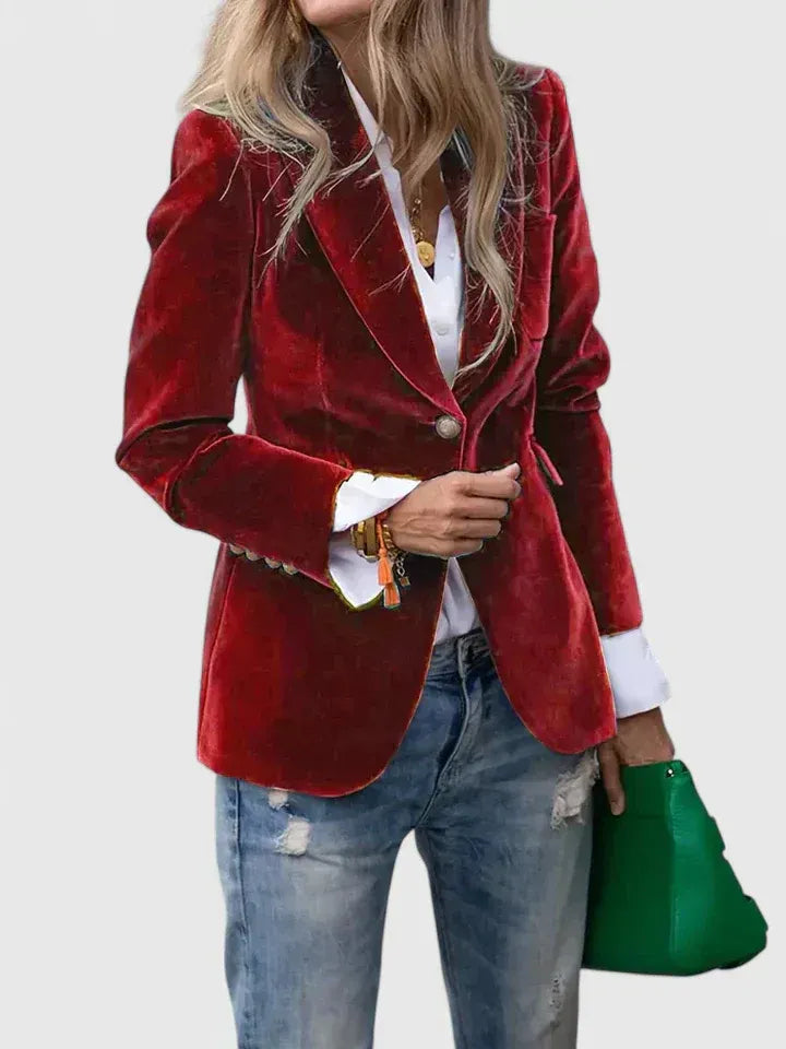 Women's Classic Structured Single-Button Blazer, view 2