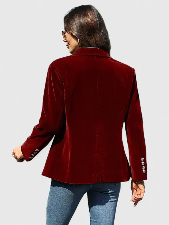 Women's Tailored Blazer, Structured Single Button Long Sleeve Jacket