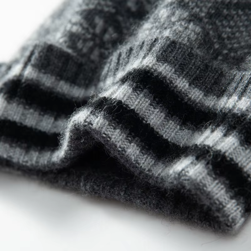 Women's Fair Isle Cashmere Beanie with Faux Fur Pom-Pom, view 3