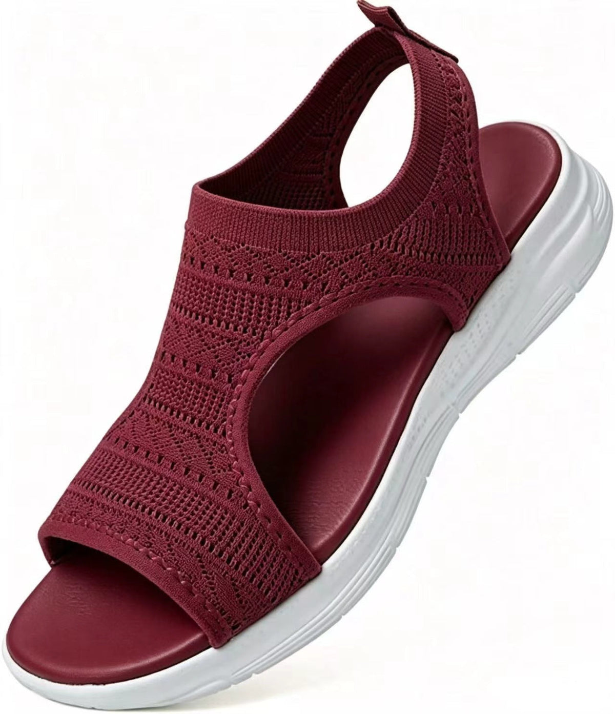 Women's Breathable Open-Toe Flat Sandals in Red