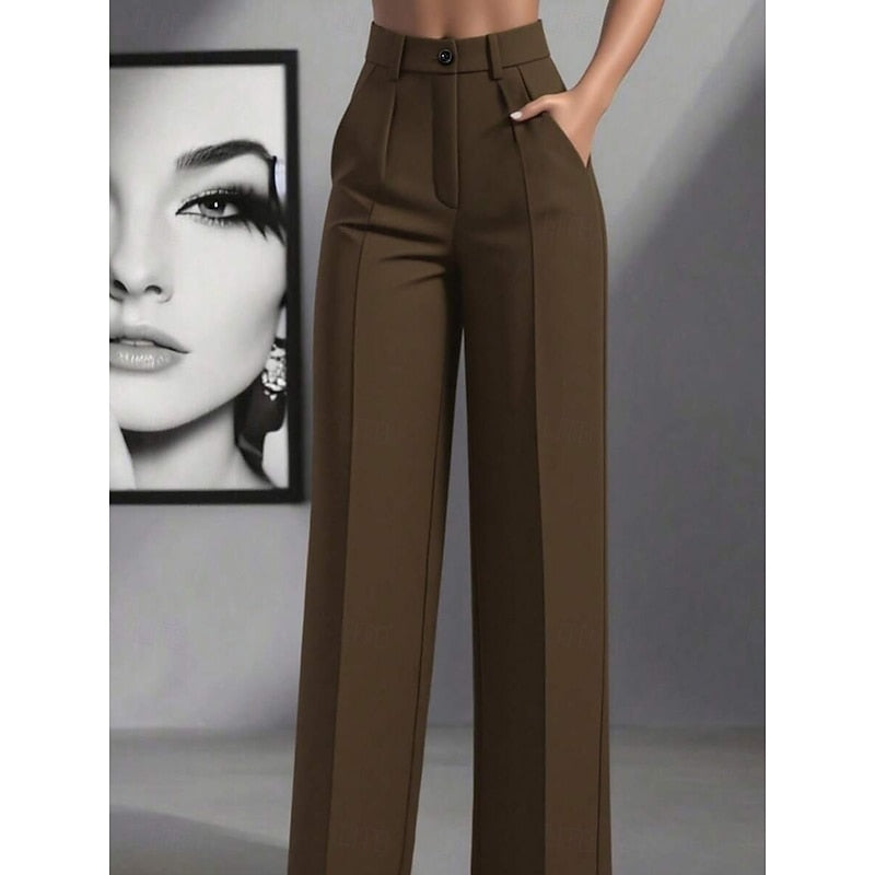 Women's Tailored Trousers, High Waisted Straight Leg Work Pants