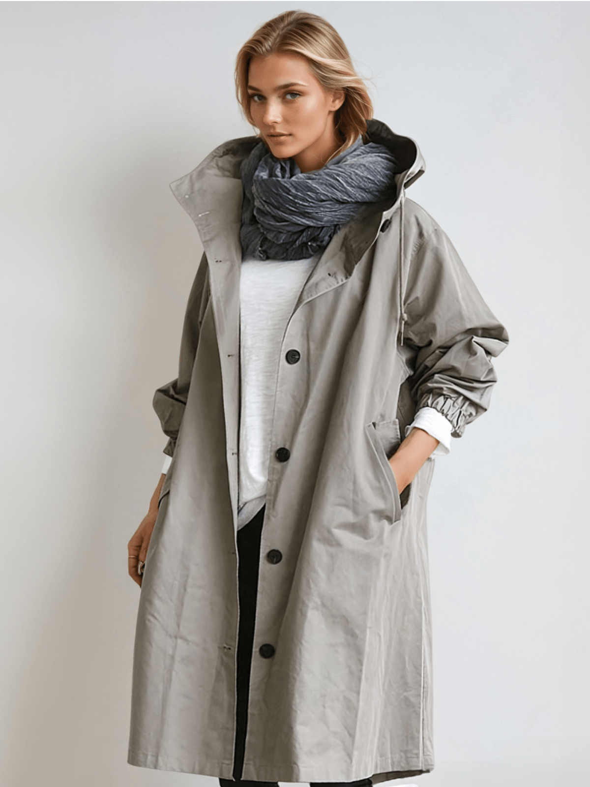 Women's Packable Lightweight Hooded Longline Jacket, view 3