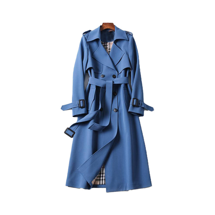 Women's Belted Trench Coat, Double Breasted Long Sleeve Fall Outerwear