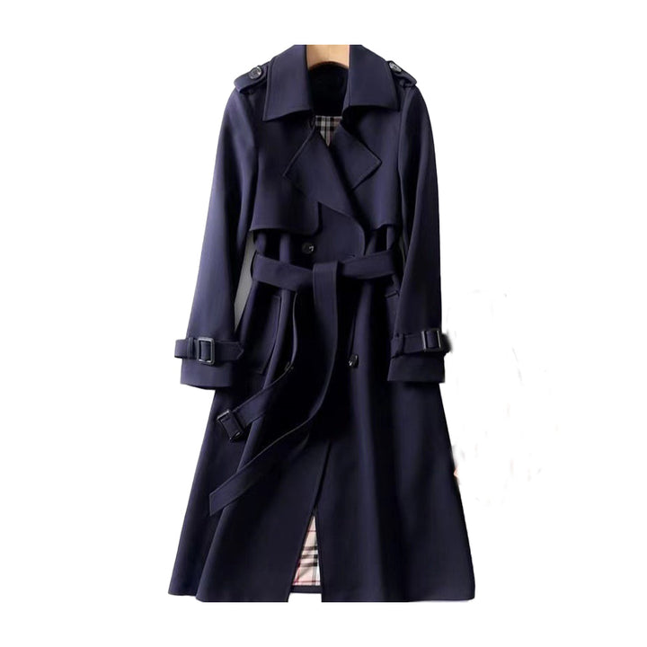 Women's Belted Trench Coat, Double Breasted Long Sleeve Fall Outerwear