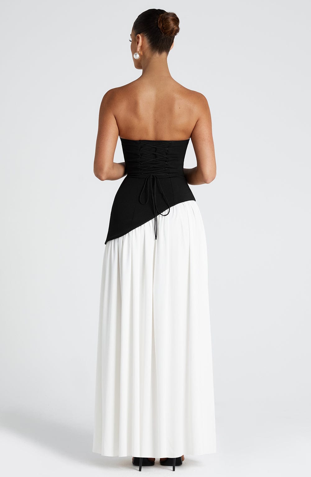 Women's Strapless Front-Slit Maxi Gown with Attached Choker, view 13