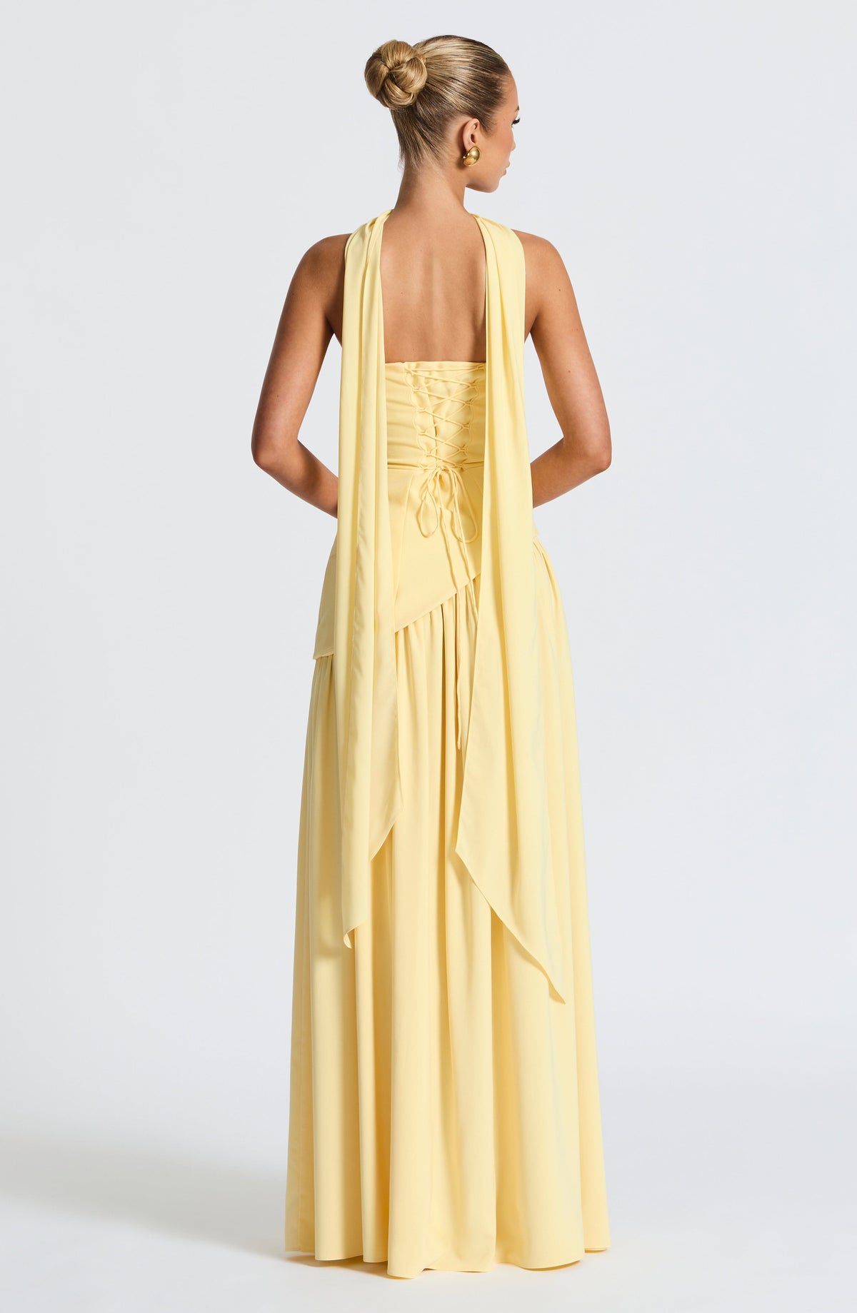 Women's Strapless Front-Slit Maxi Gown with Attached Choker, view 3