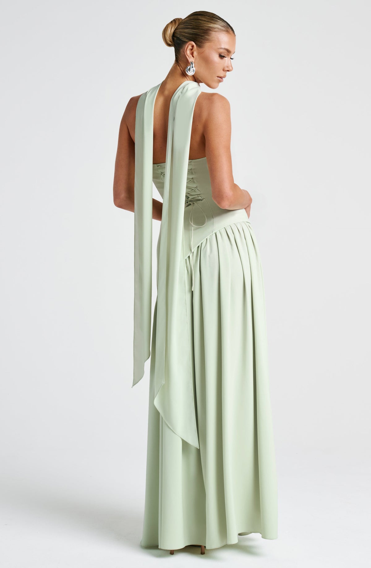 Women's Strapless Front-Slit Maxi Gown with Attached Choker, view 20