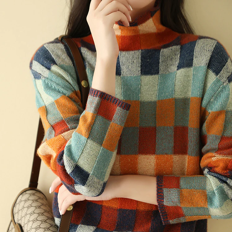 Women's Printed Sweater, Patterned Knit Relaxed Winter Pullover