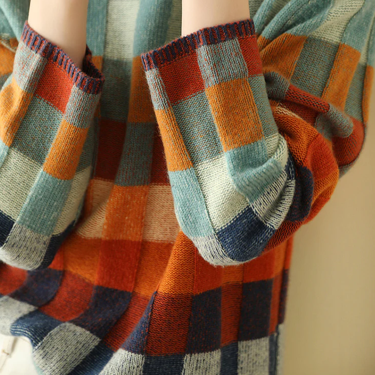 Women's Printed Sweater, Patterned Knit Relaxed Winter Pullover