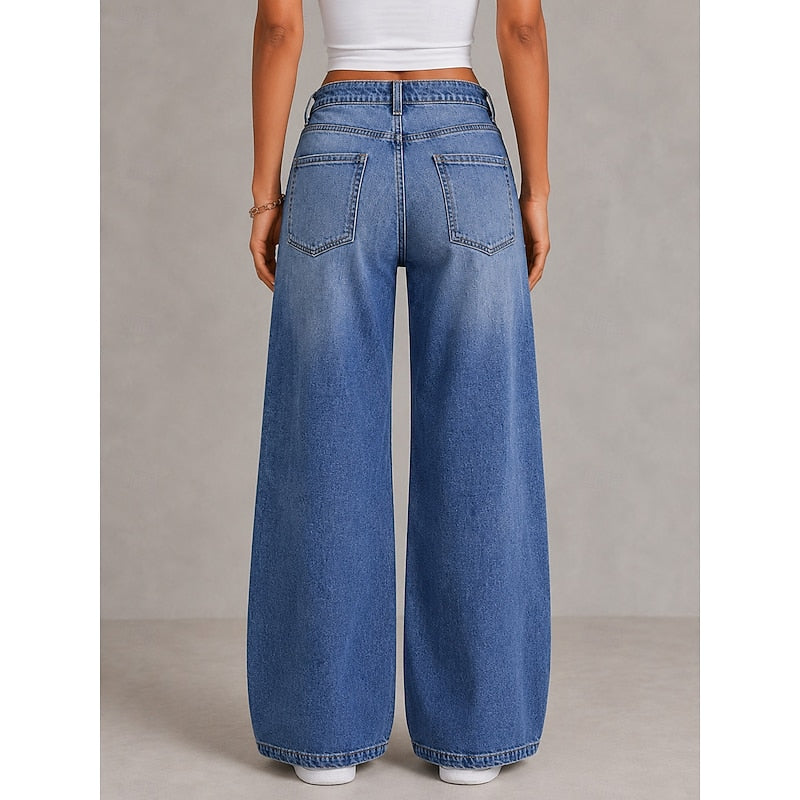 Women's High-Rise Relaxed Straight Wide-Leg Jeans, view 2