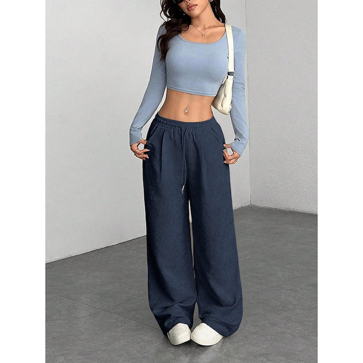 Women's Wide Leg Pants, High Waisted Flowy Casual Trousers