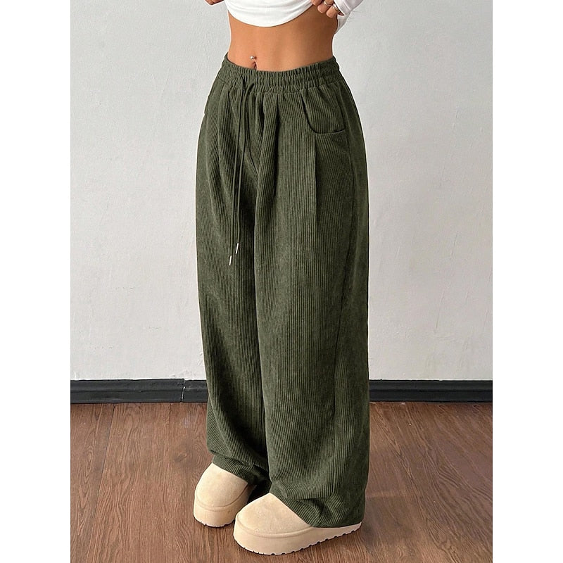 Women's Flowy Elastic-Waist Wide-Leg Pants