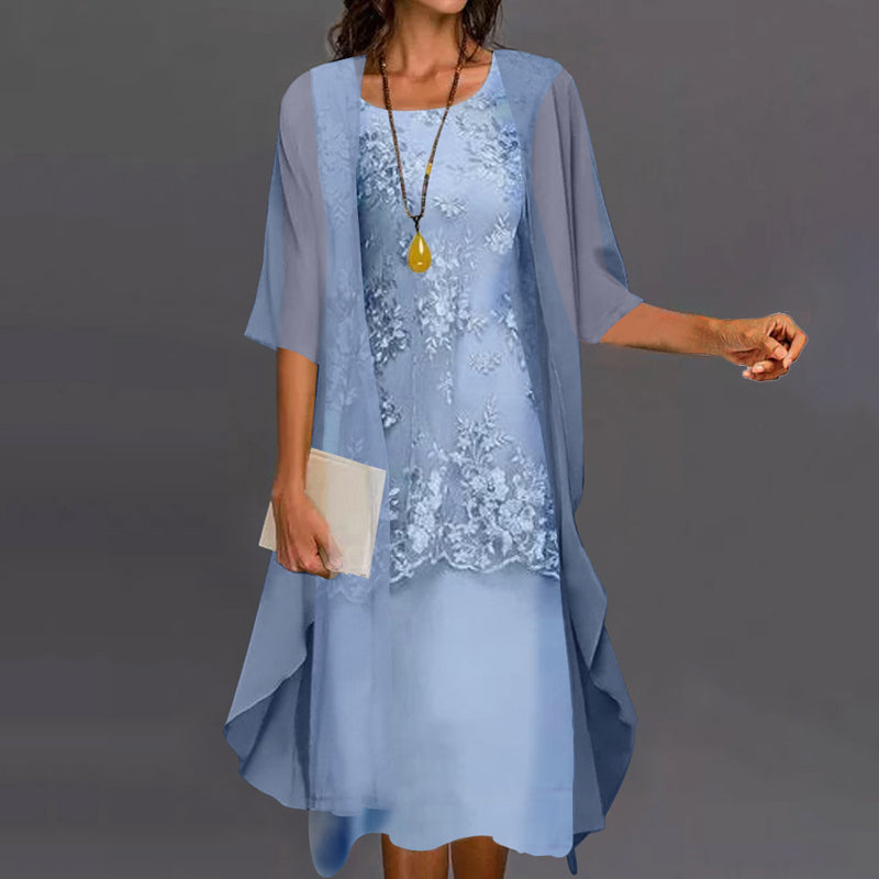 Women's Chiffon Two-Piece Top and Skirt Set