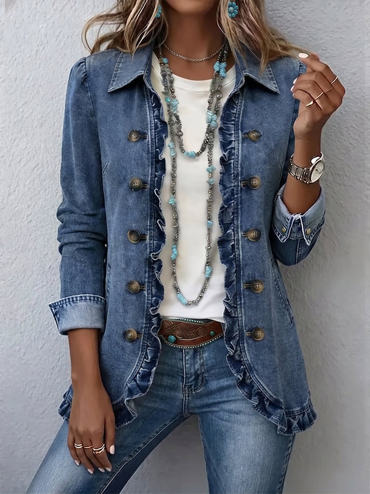 Chic Ruffled Denim Jacket