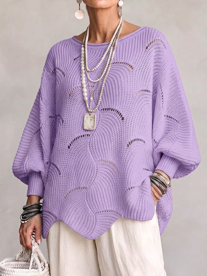 Elina | Openwork Knit Lantern Sleeve Top