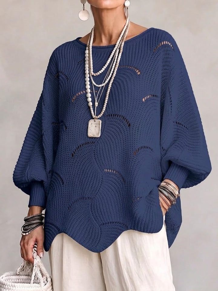 Elina | Openwork Knit Lantern Sleeve Top