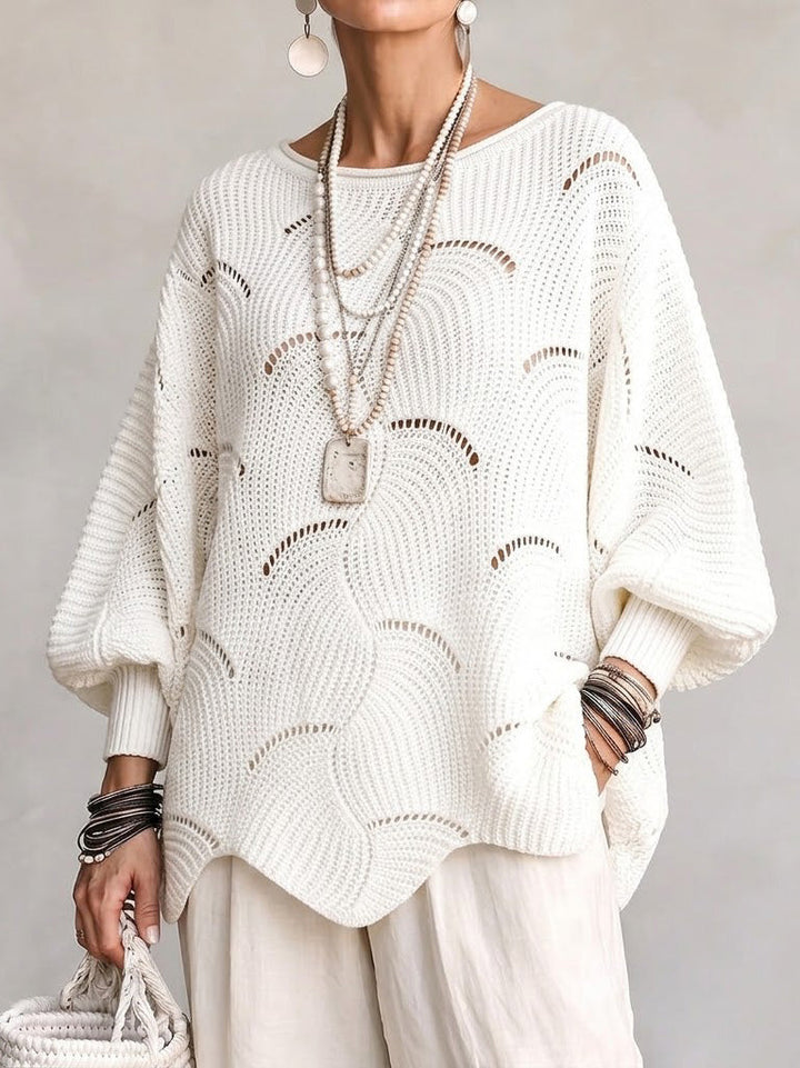 Elina | Openwork Knit Lantern Sleeve Top