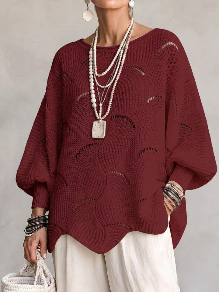 Elina | Openwork Knit Lantern Sleeve Top