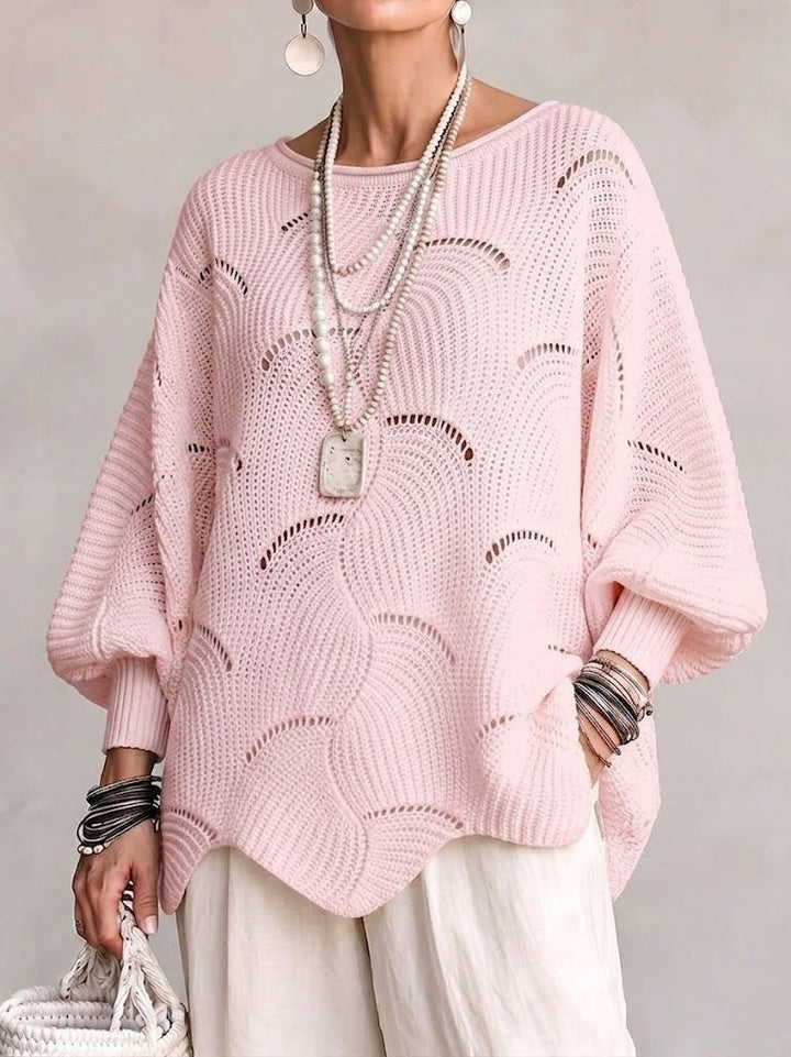 Elina | Openwork Knit Lantern Sleeve Top