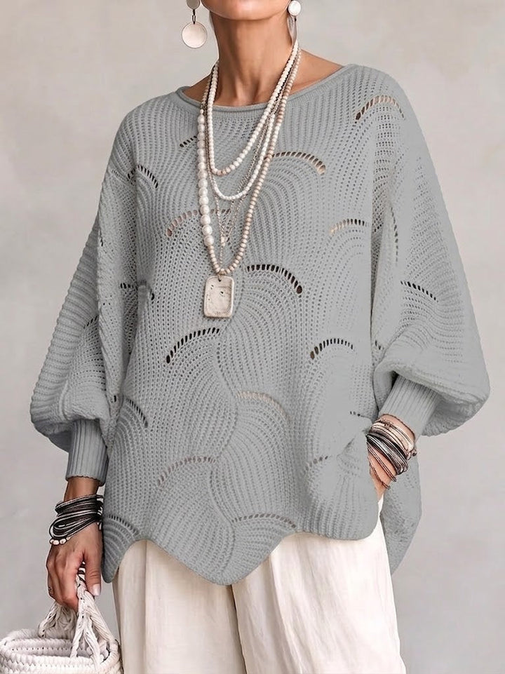 Elina | Openwork Knit Lantern Sleeve Top