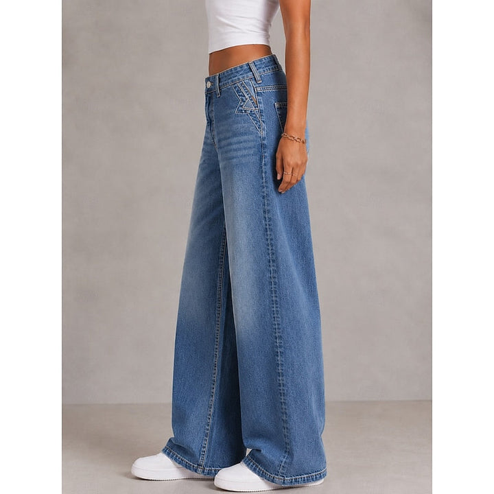 Women's Wide Leg Jeans, Relaxed Fit High Rise Straight Denim