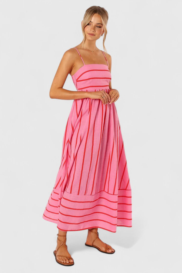 Women's Pink Lightweight Draped Maxi Dress, view 3