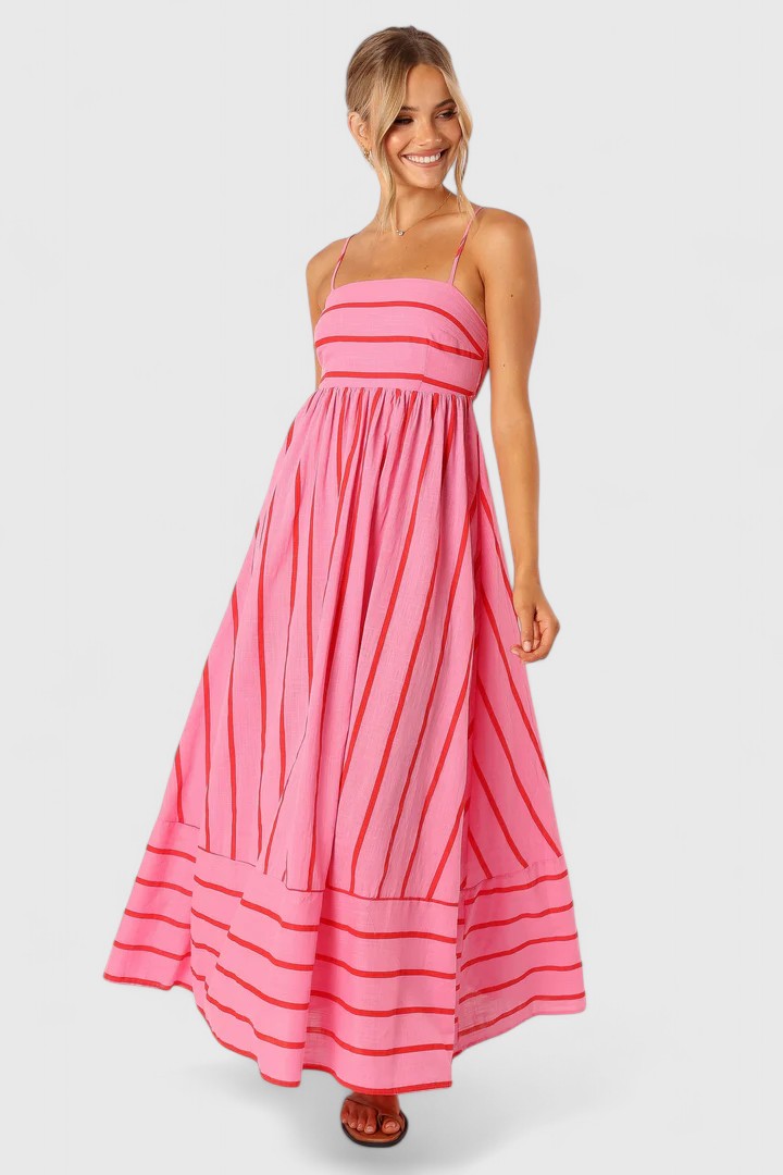Women's Pink Lightweight Draped Maxi Dress, view 4