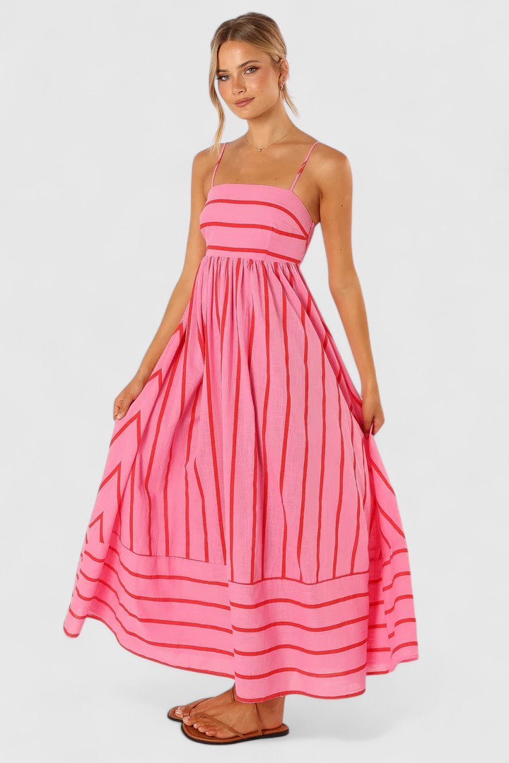 Women's Pink Lightweight Draped Maxi Dress, view 5