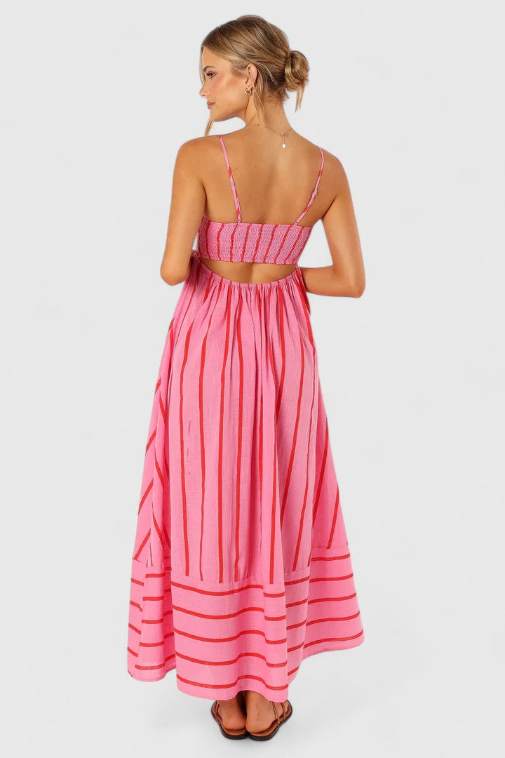 Women's Pink Lightweight Draped Maxi Dress, view 6
