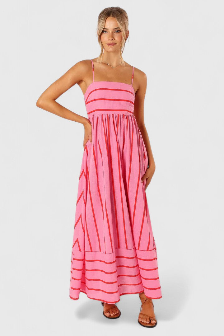 Women's Pink Lightweight Draped Maxi Dress, view 7