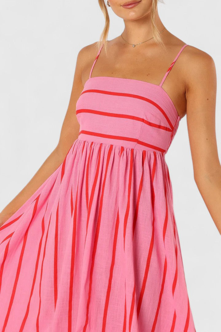 Women's Pink Lightweight Draped Maxi Dress, view 8