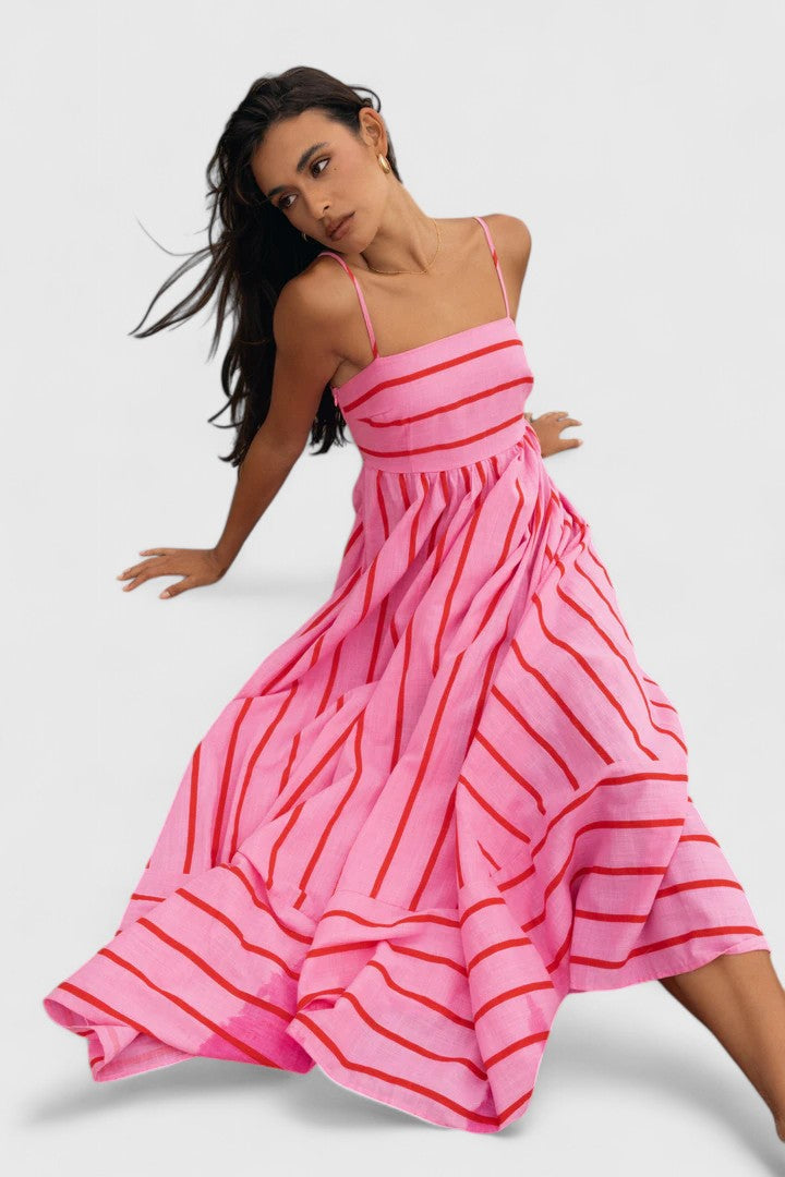 Women's Pink Lightweight Draped Maxi Dress, view 10