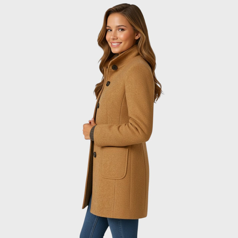 Women's High Stand Collar Tailored Coat with Pockets, view 2