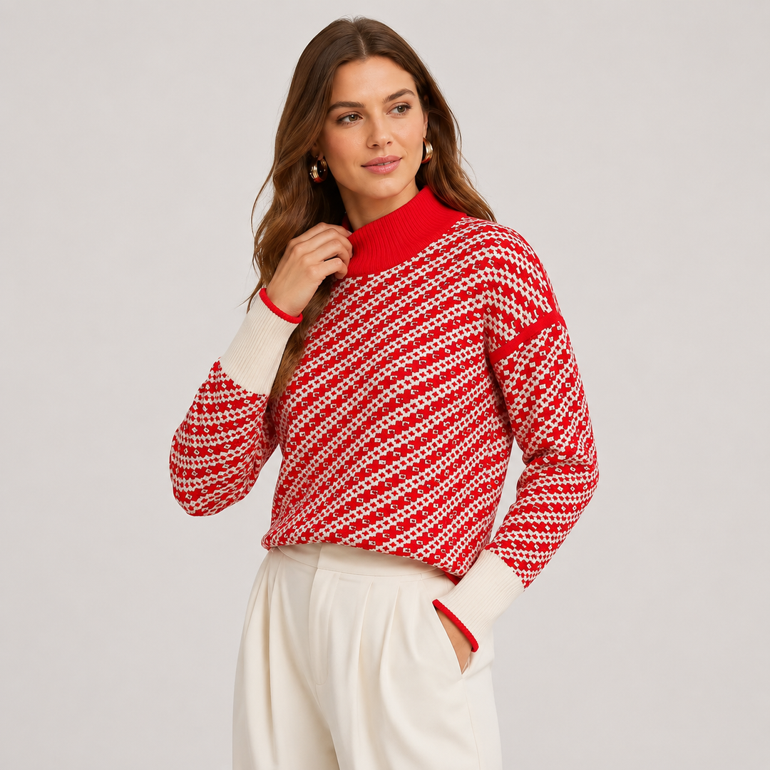 Women's Mock Neck Sweater, Viscose Blend Soft Knit Pullover