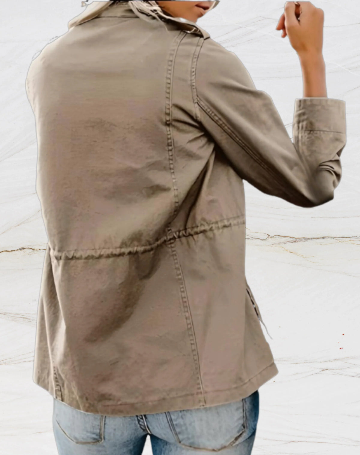 Women's Utility Jacket with Chest Pockets and Drawstring Waist, view 5