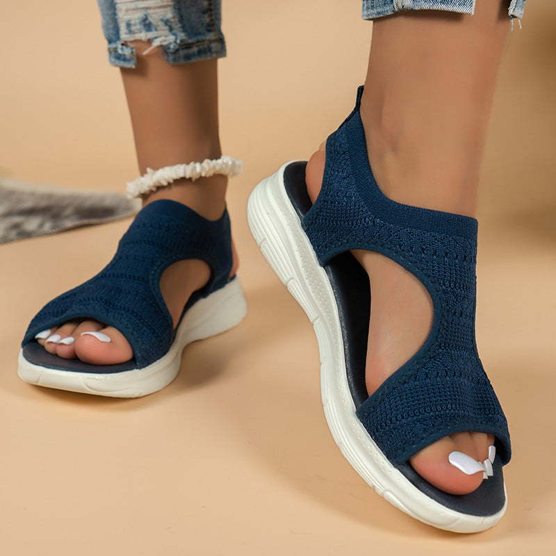Women's Breathable Open-Toe Flat Sandals in Blue