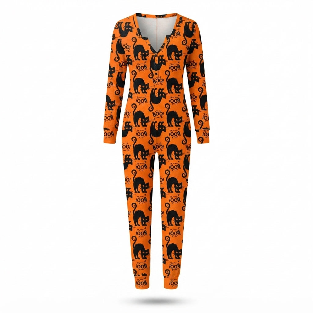 Black Cat Society Halloween Jumpsuit for Women