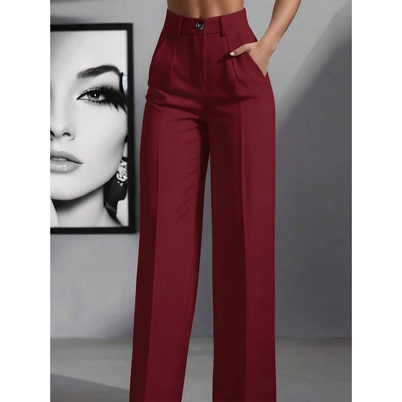 Women's Tailored Trousers, High Waisted Straight Leg Work Pants