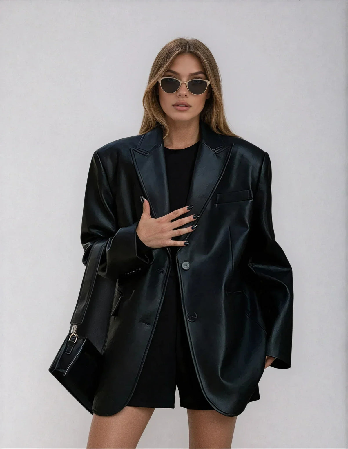 Women's Oversized Structured Casual Blazer in Black