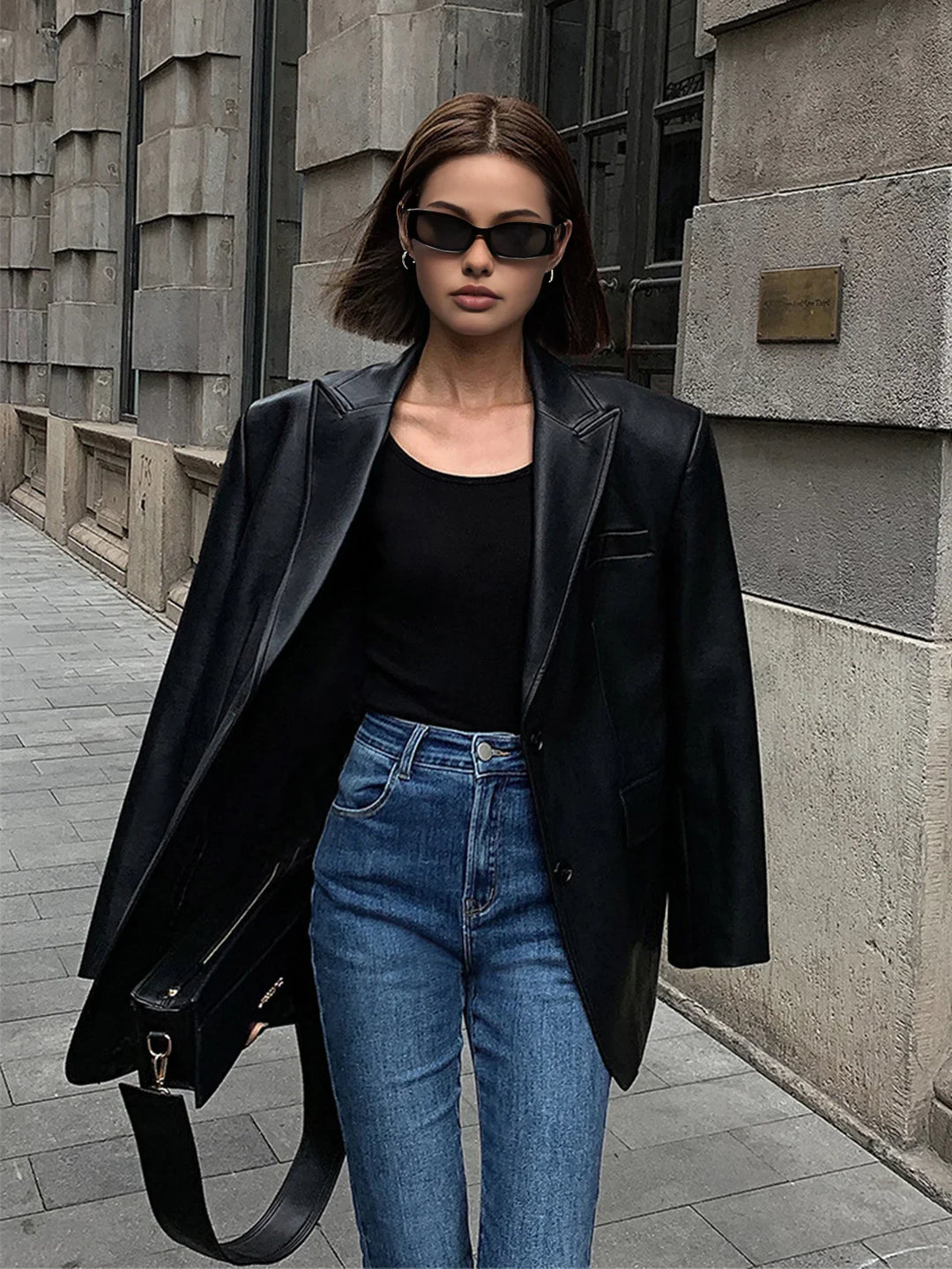 Women's Oversized Blazer, Loose Fit Structured Casual Suit Jacket