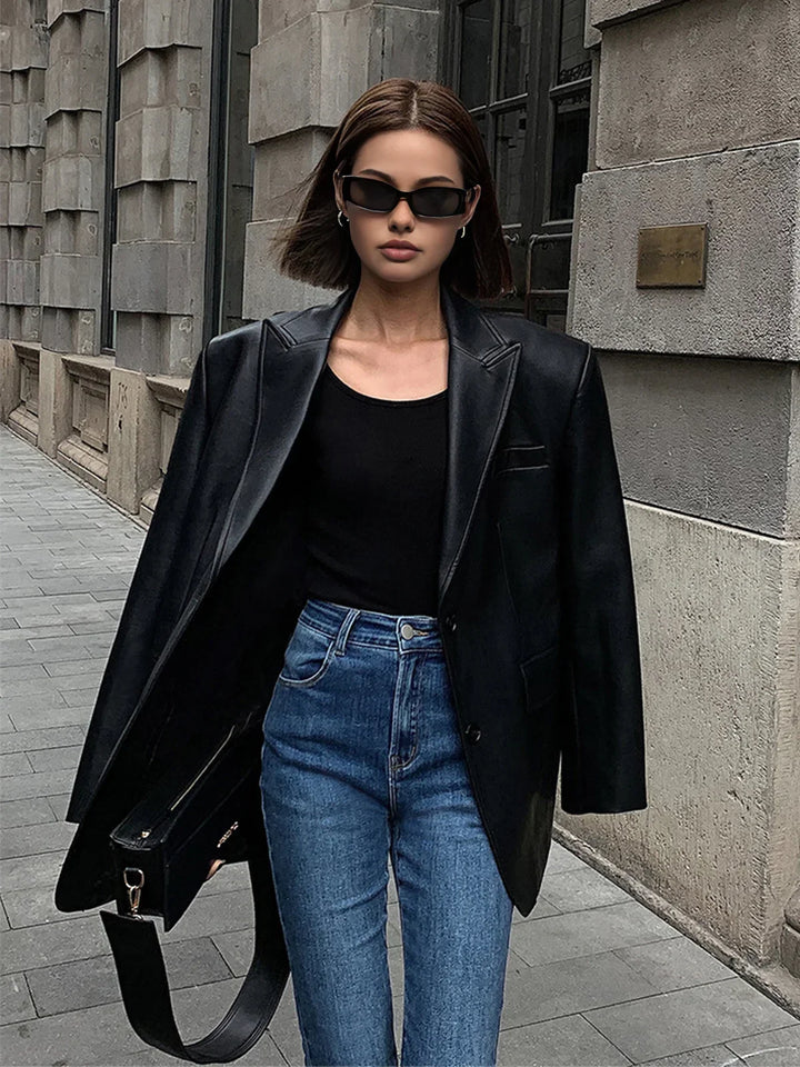 Women's Oversized Blazer, Loose Fit Structured Casual Suit Jacket