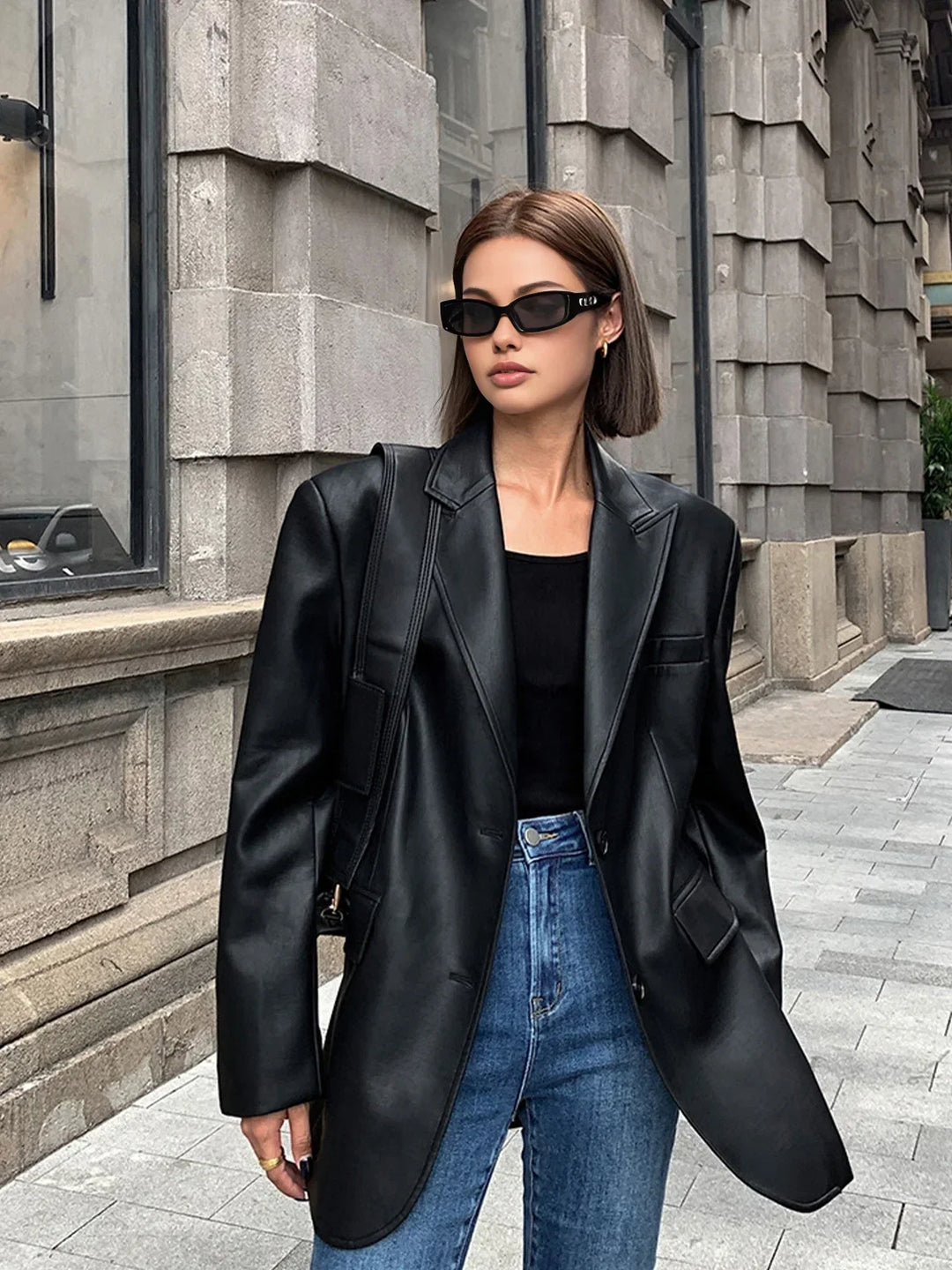 Women's Oversized Blazer, Loose Fit Structured Casual Suit Jacket