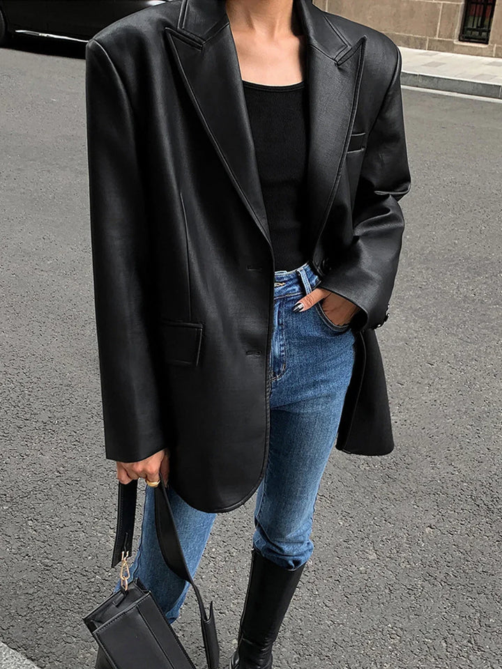 Women's Oversized Blazer, Loose Fit Structured Casual Suit Jacket