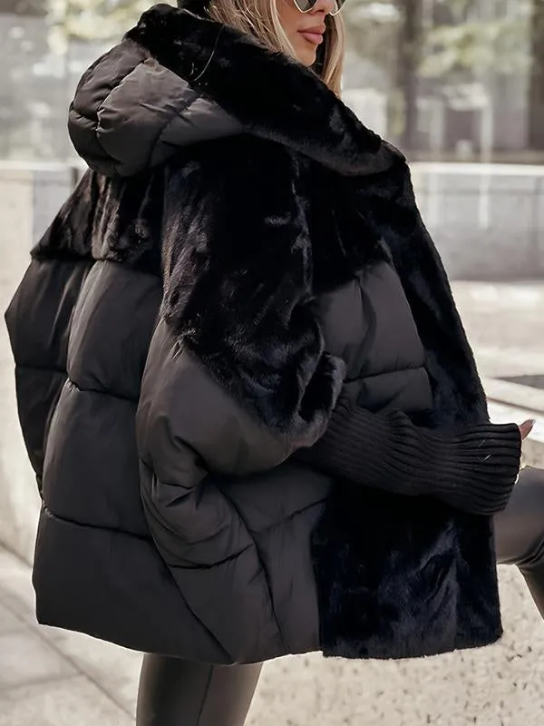 Women's Water-Repellent Quilted Hooded Winter Coat with Wind Flap, view 4
