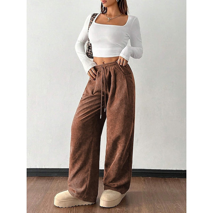 Women's Wide Leg Pants, High Waisted Flowy Casual Trousers