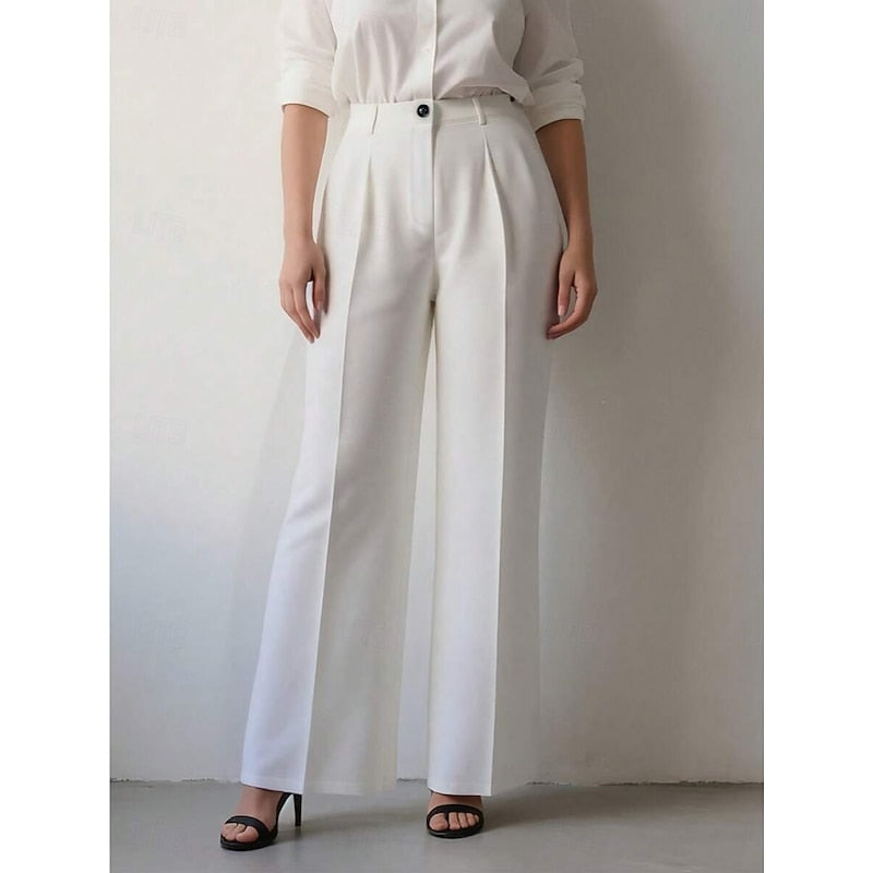 Women's Tailored Trousers, High Waisted Straight Leg Work Pants