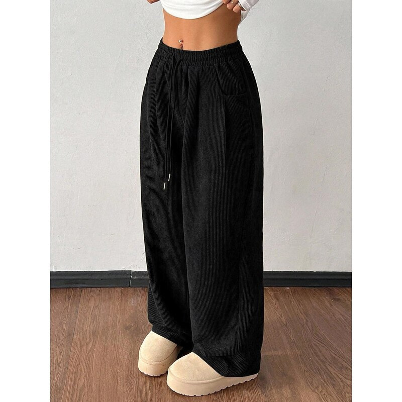 Women's Wide Leg Pants, High Waisted Flowy Casual Trousers