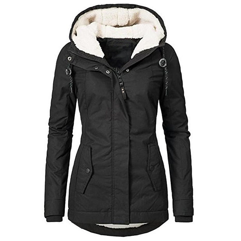 Women's Plush-Lined Hooded Parka with Drawstring Hem, view 2